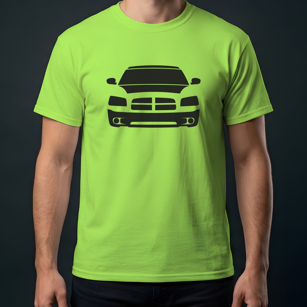 Dodge Charger 2006-2010 front view t-shirt in Lime