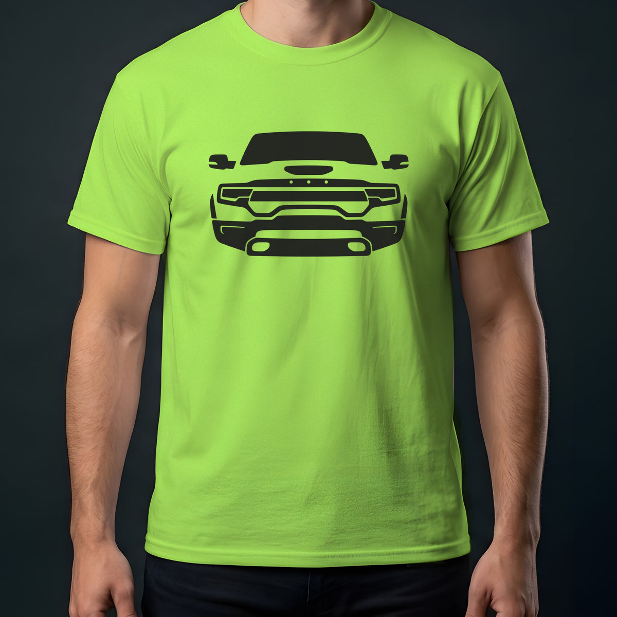 Ram 1500 TRX 2021-2024 front view t-shirt in Lime