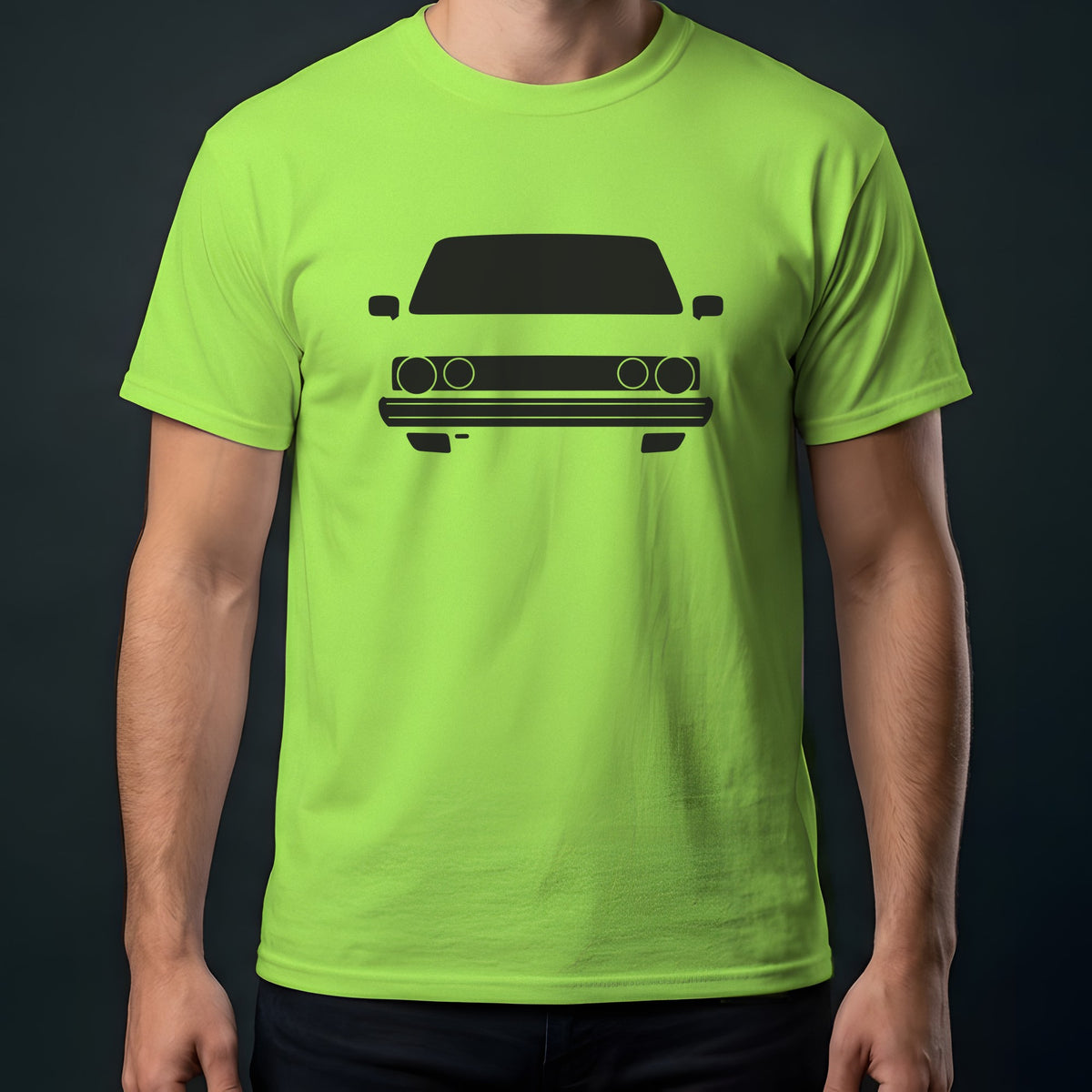 Volkswagen Golf GTI Mk1 1983-1984 front view t-shirt in Lime