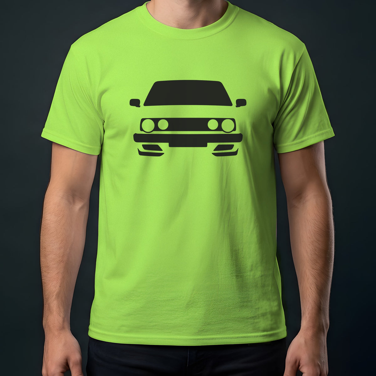 Volkswagen Golf GTI Mk2 1985-1992 front view t-shirt in Lime