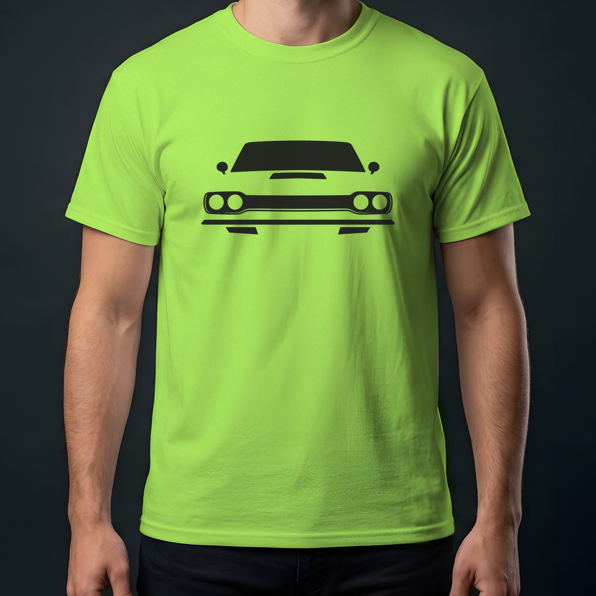 Plymouth GTX 1967-1971 front view t-shirt in Lime
