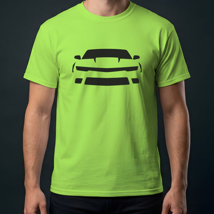 Chevrolet Camaro 2010-2015 front view t-shirt in Lime