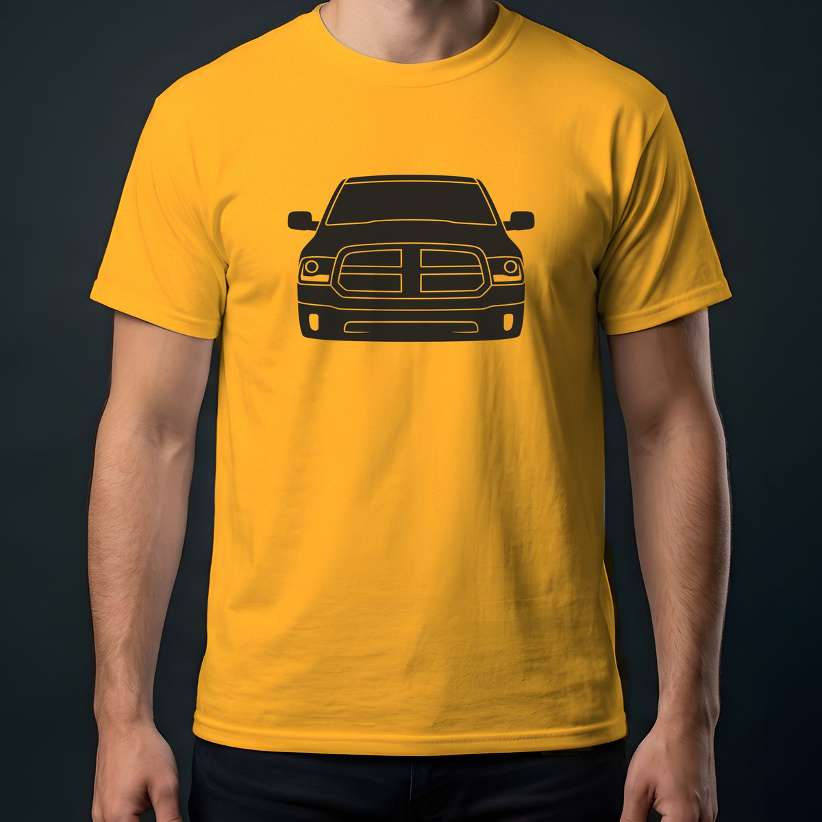 Ram 1500 2013-2018 front view t-shirt in Gold