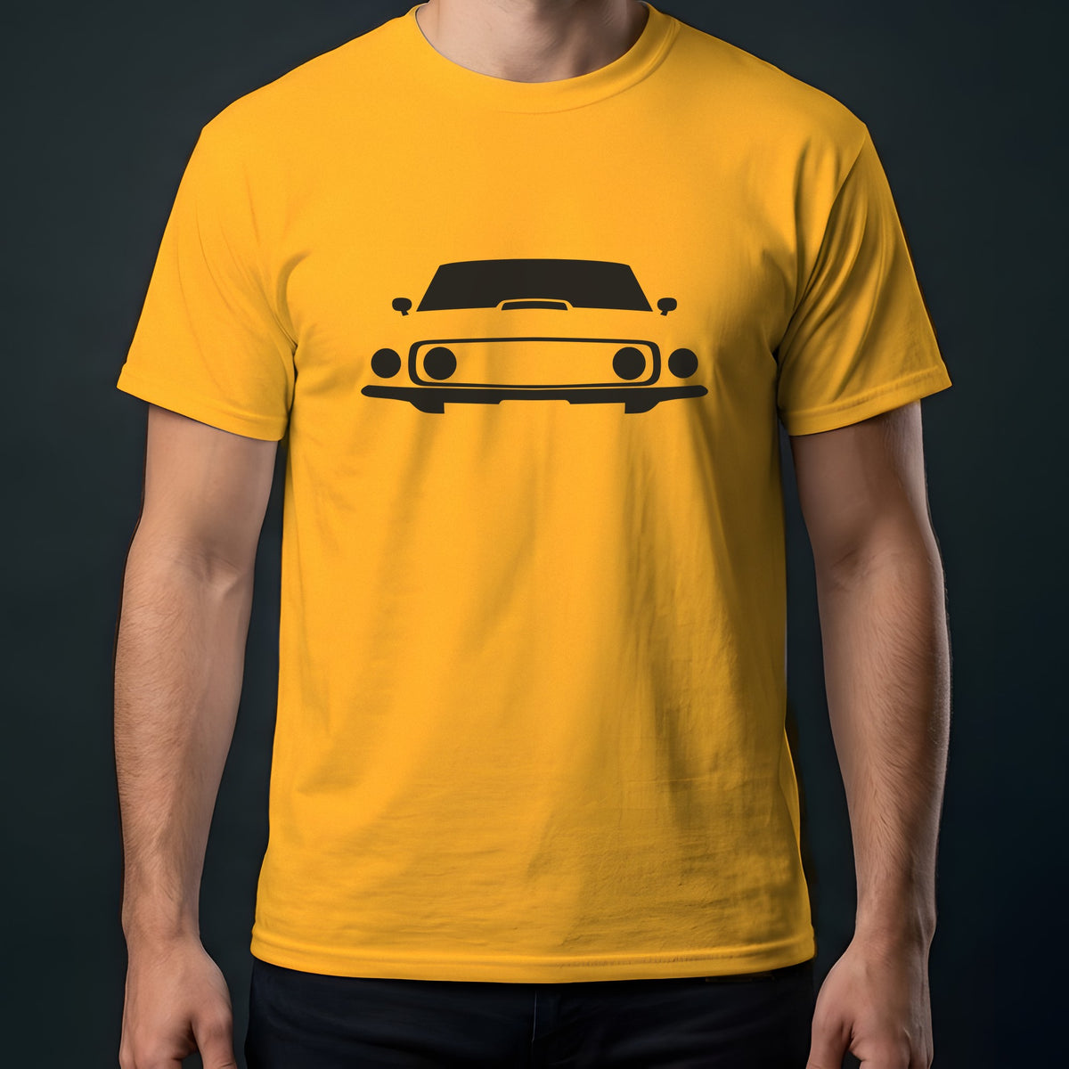 Ford Mustang 1969-1970 front view t-shirt in Gold