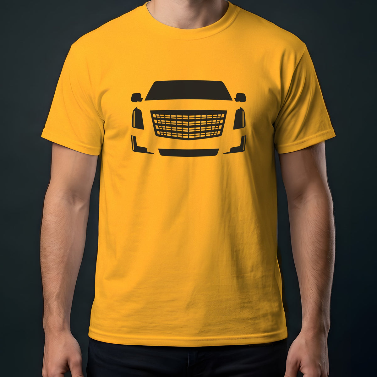 Cadillac Escalade 2015-2020 front view t-shirt in Gold