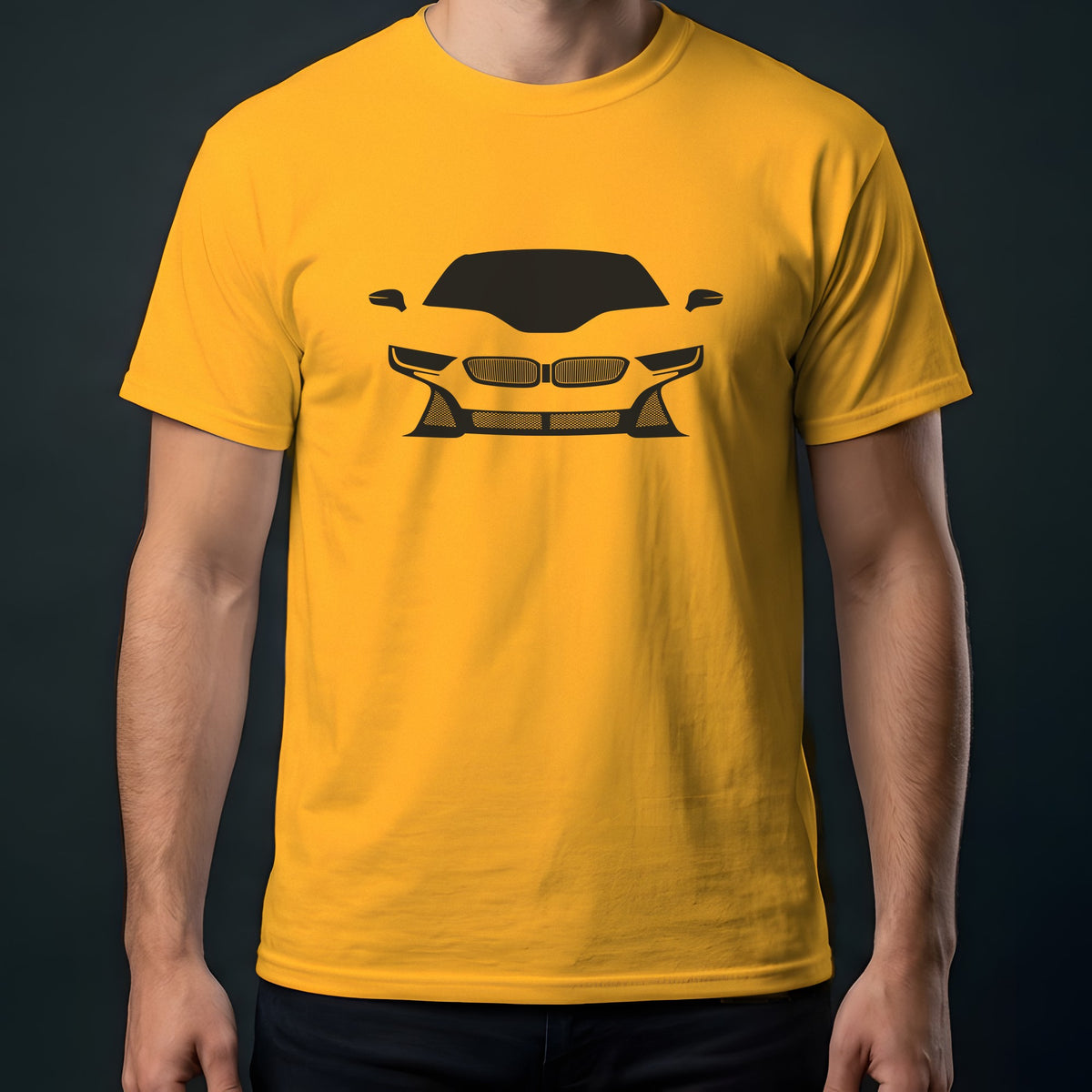BMW i8 2014-2020 front view t-shirt in Gold