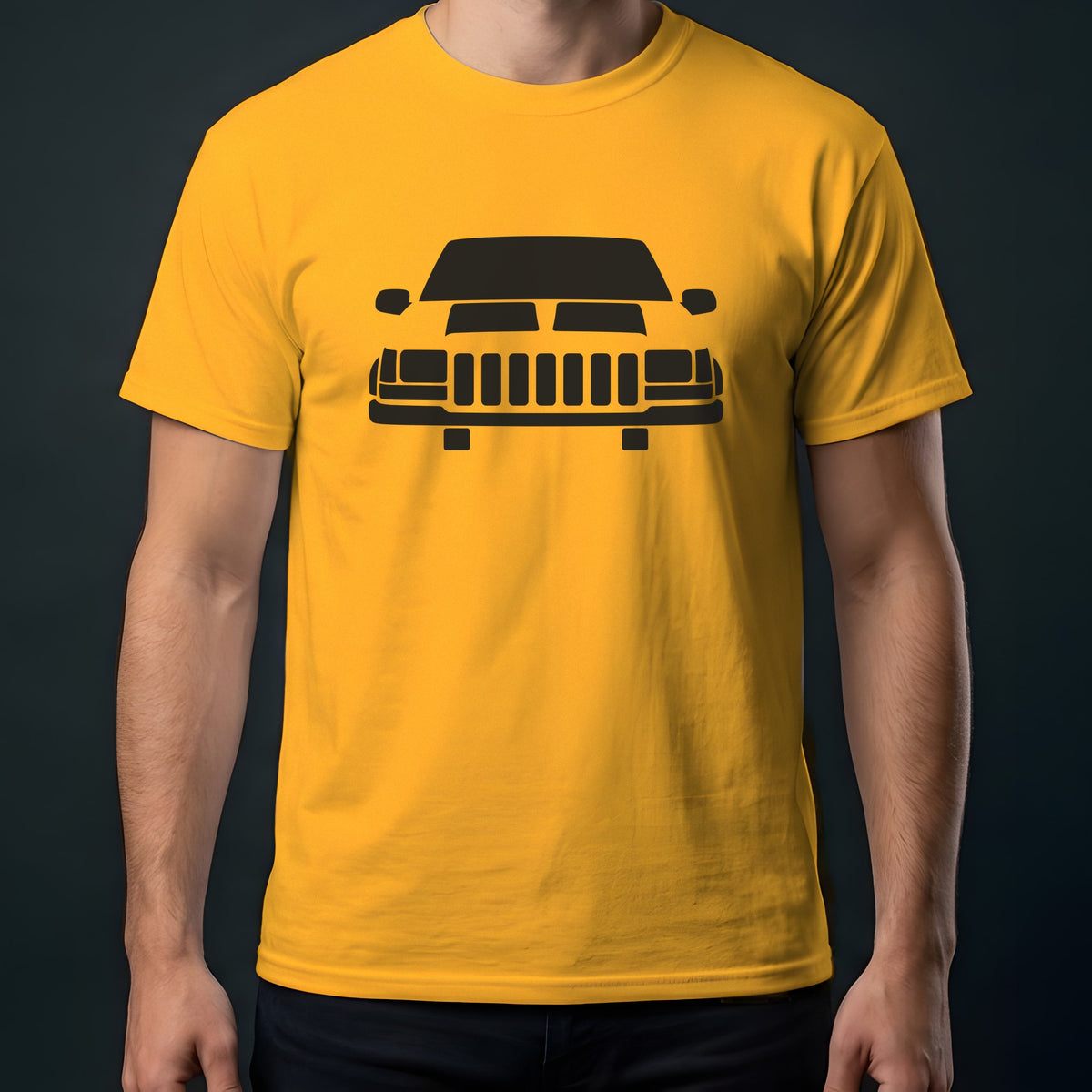 Jeep Grand Cherokee 1993-1998 front view t-shirt in Gold