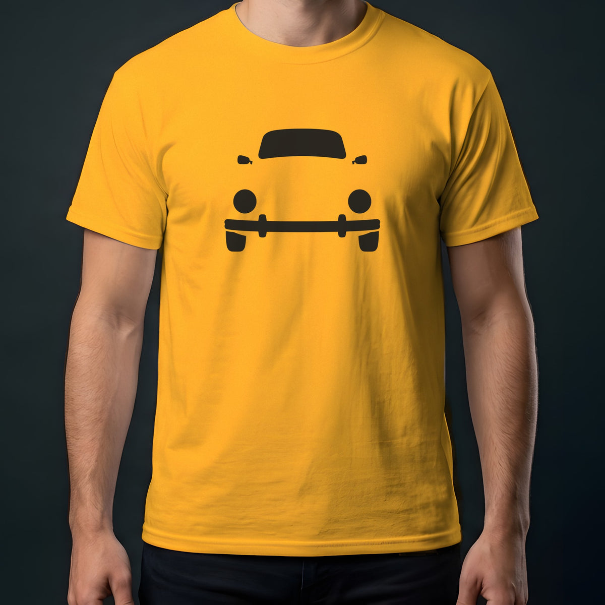 Volkswagen Beetle 1950-1979 front view t-shirt in Gold