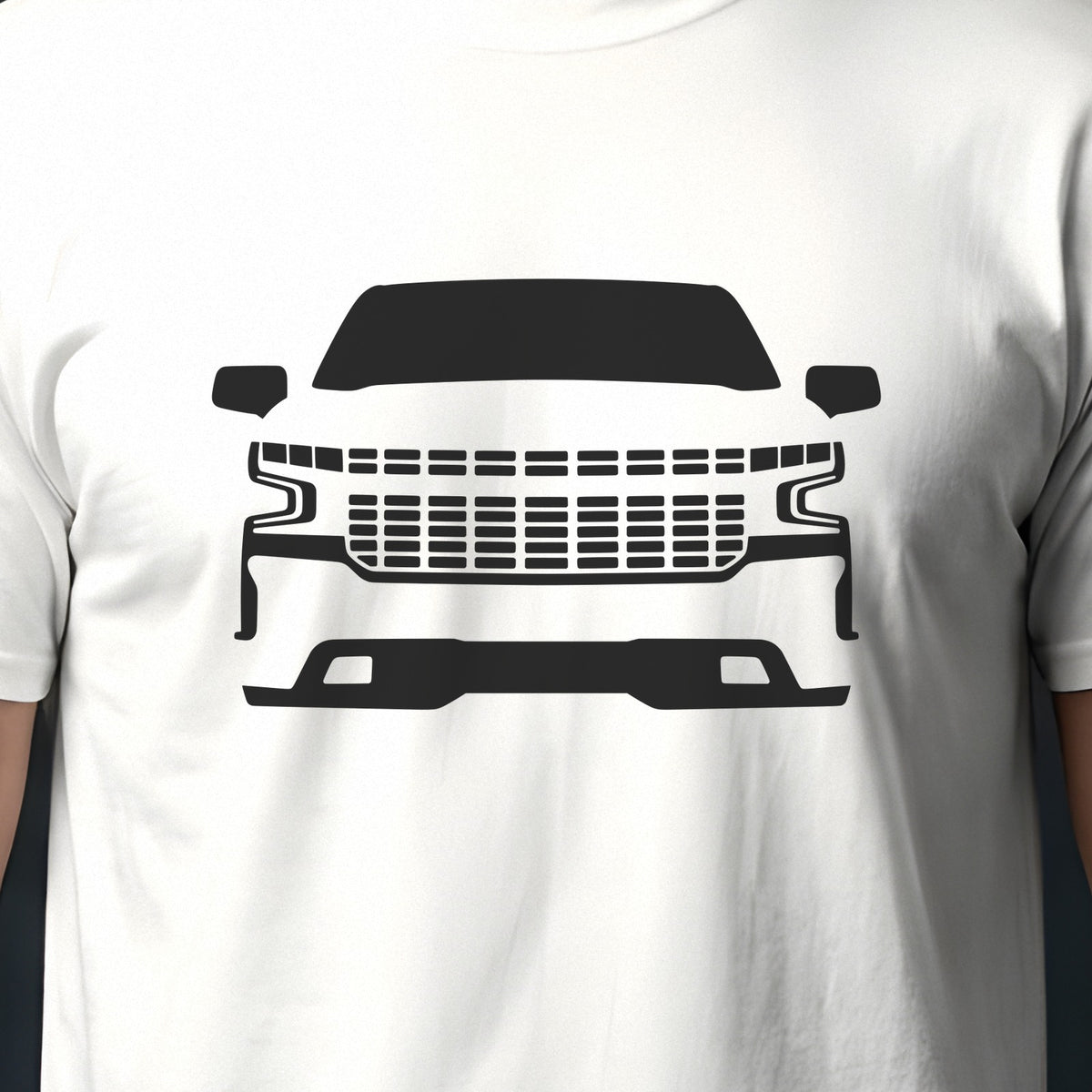 Chevrolet Silverado 2019-2021 front view silhouette print close-up