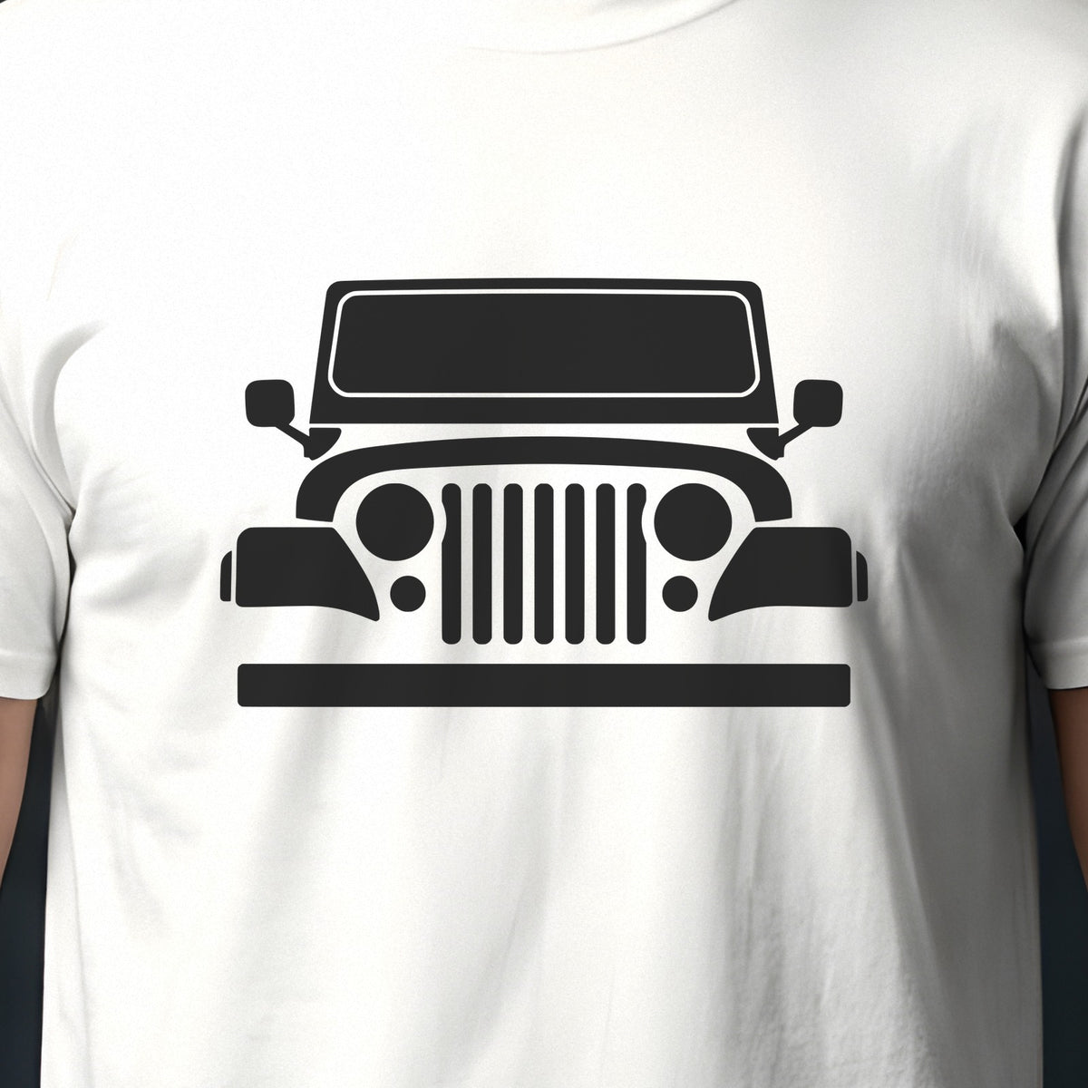 Jeep CJ-5 1955-1983 front view silhouette print close-up
