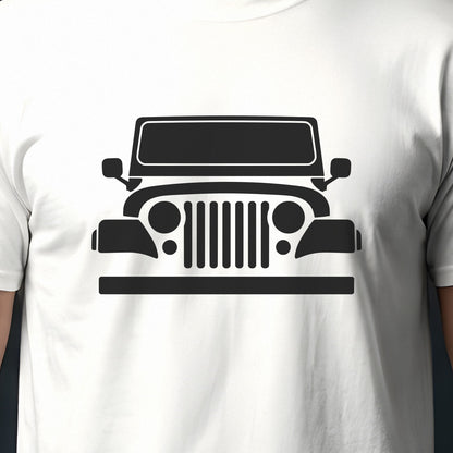 Jeep CJ-5 1955-1983 front view silhouette print close-up