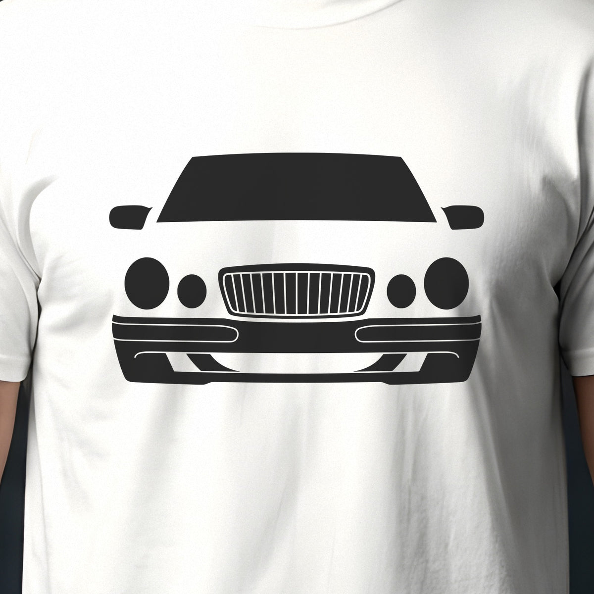 Mercedes-Benz E-Class W210 1996-2002 front view silhouette print close-up