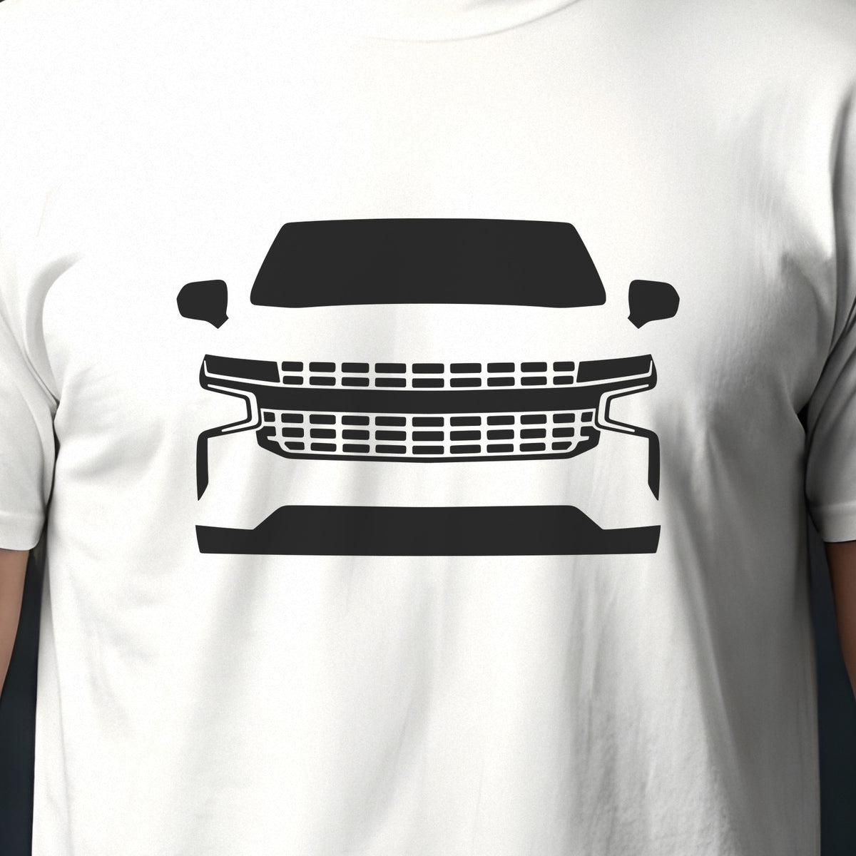 Chevrolet Tahoe 2021-2026 front view silhouette print close-up