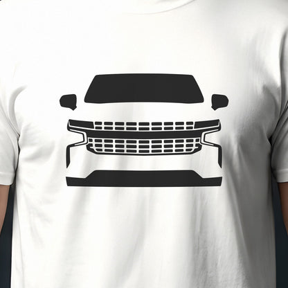 Chevrolet Tahoe 2021-2026 front view silhouette print close-up