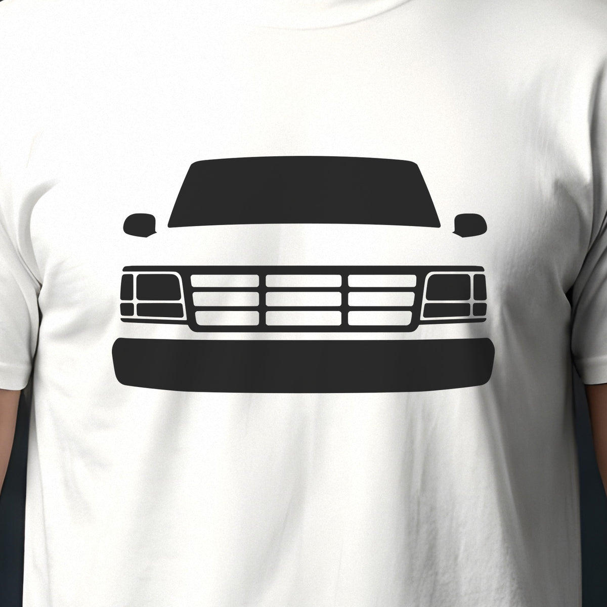 Ford Bronco 1992-1996 front view silhouette print close-up