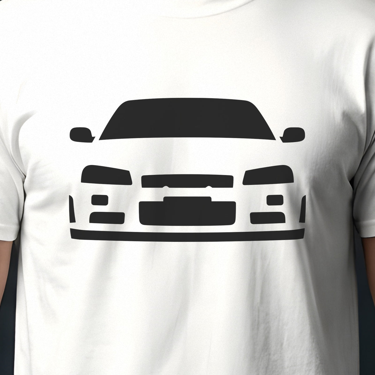 Nissan Skyline GT-R R34 1999-2002 front view silhouette print close-up
