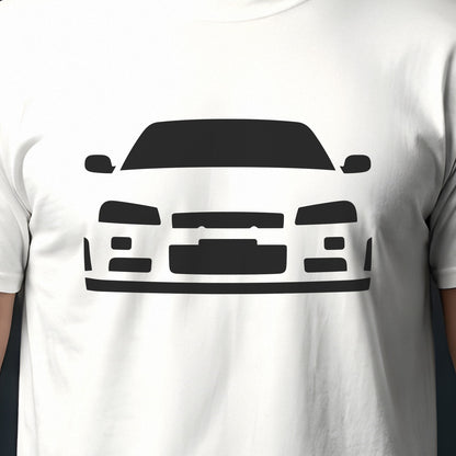 Nissan Skyline GT-R R34 1999-2002 front view silhouette print close-up