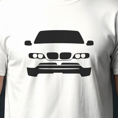 BMW X5 E53 2000-2006 front view silhouette print close-up