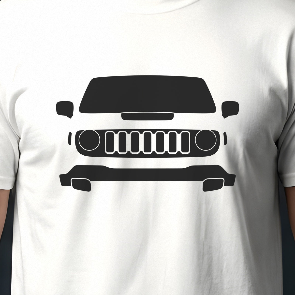 Jeep Renegade 2015-2023 front view silhouette print close-up