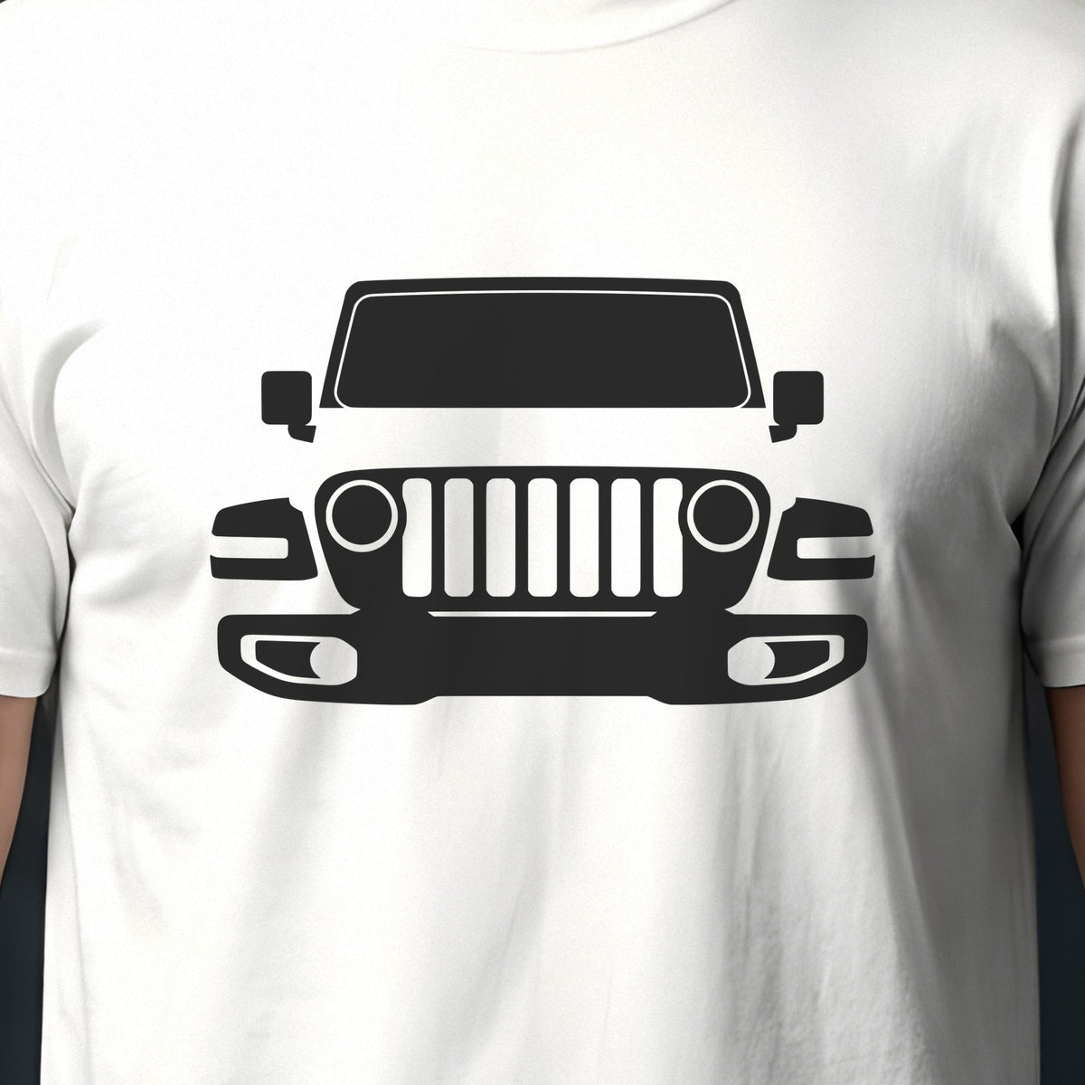 Jeep Wrangler JL 2018-2026 front view silhouette print close-up