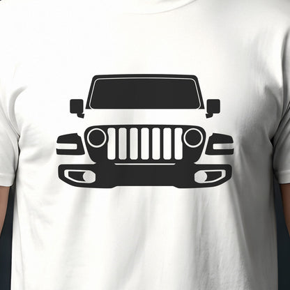Jeep Wrangler JL 2018-2026 front view silhouette print close-up