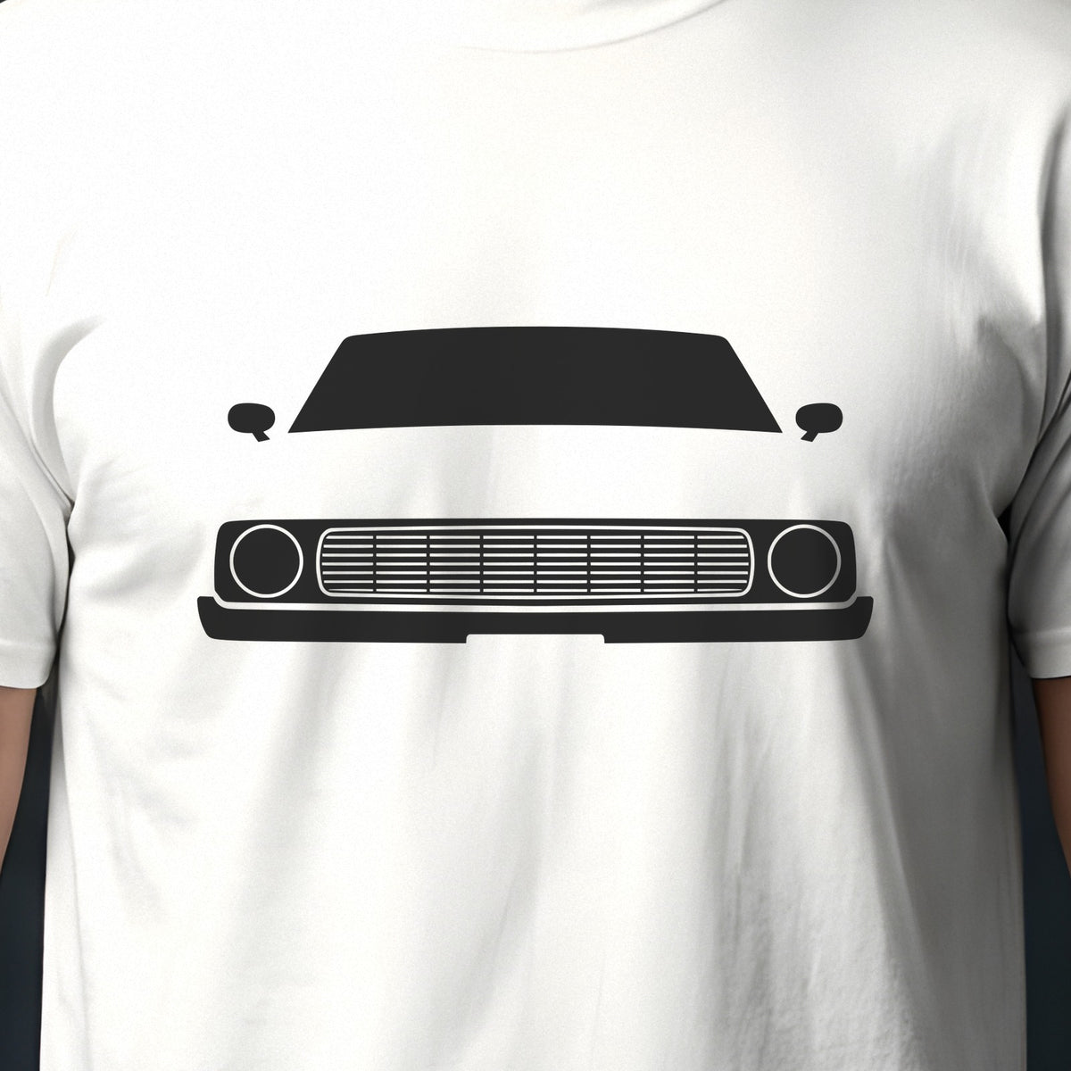 Ford Mustang 1971-1973 front view silhouette print close-up