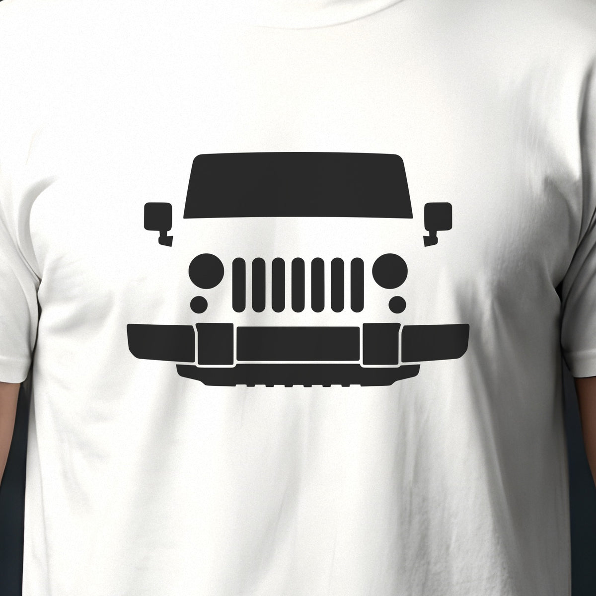 Jeep Wrangler JK 2007-2018 front view silhouette print close-up