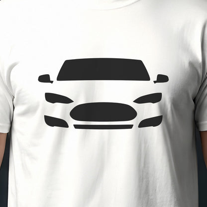 Tesla Model S 2012-2015 front view silhouette print close-up