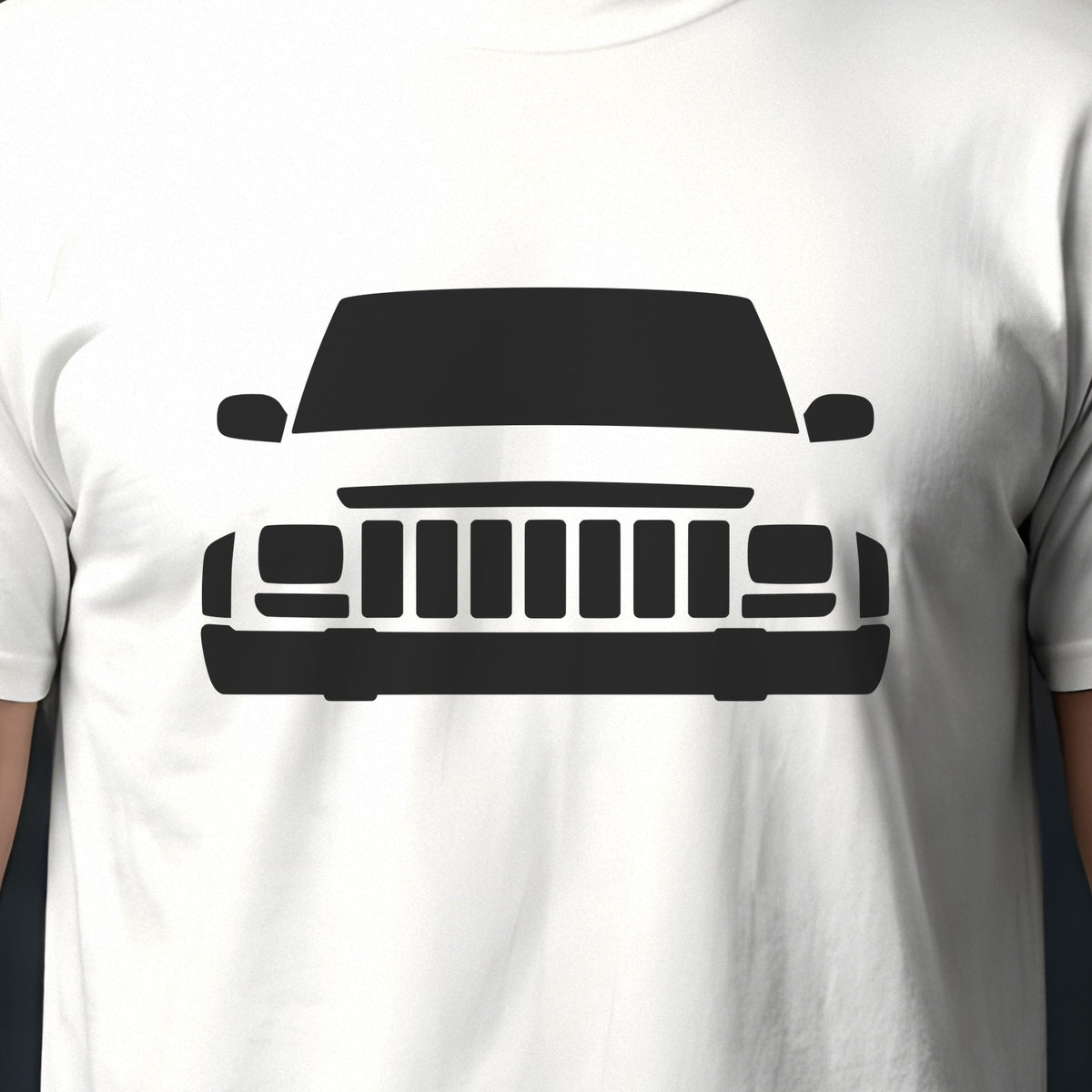 Jeep Cherokee XJ 1984-2001 front view silhouette print close-up