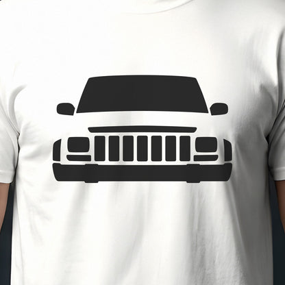 Jeep Cherokee XJ 1984-2001 front view silhouette print close-up