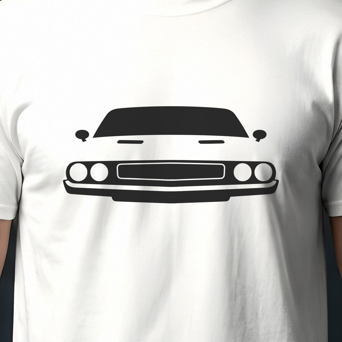 Dodge Challenger 1970-1974 front view silhouette print close-up