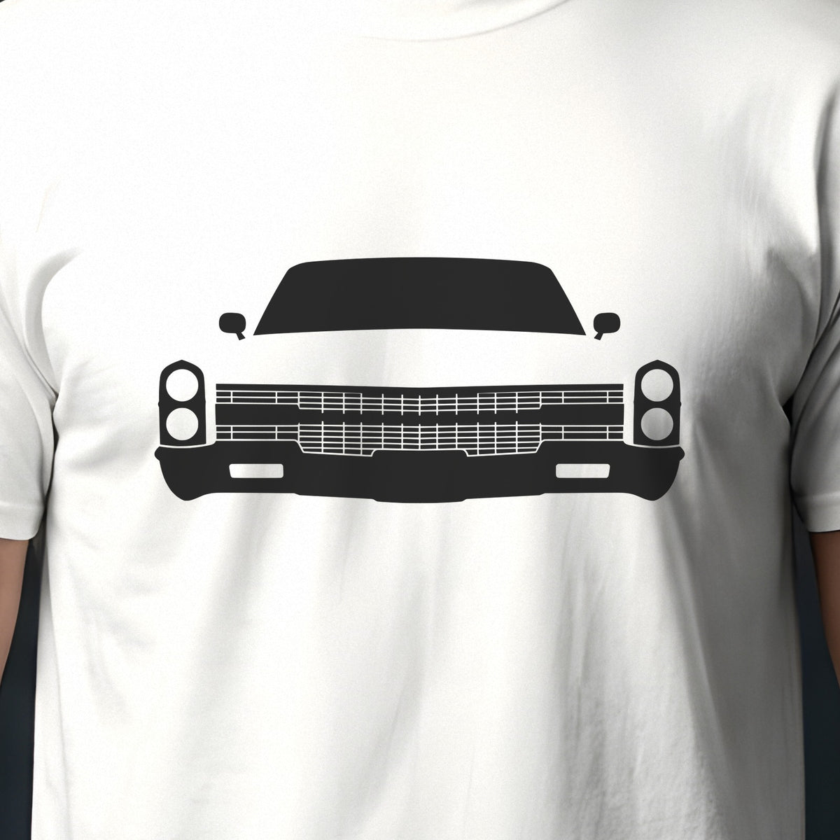 Cadillac DeVille 1965-1970 front view silhouette print close-up