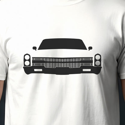 Cadillac DeVille 1965-1970 front view silhouette print close-up