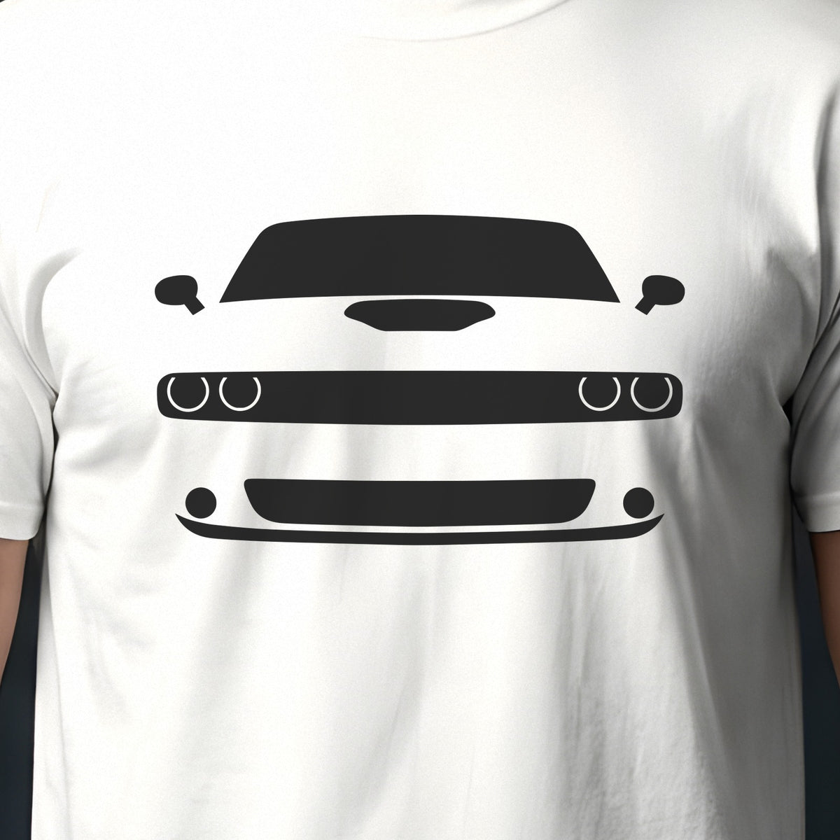Dodge Challenger 2008-2023 front view silhouette print close-up