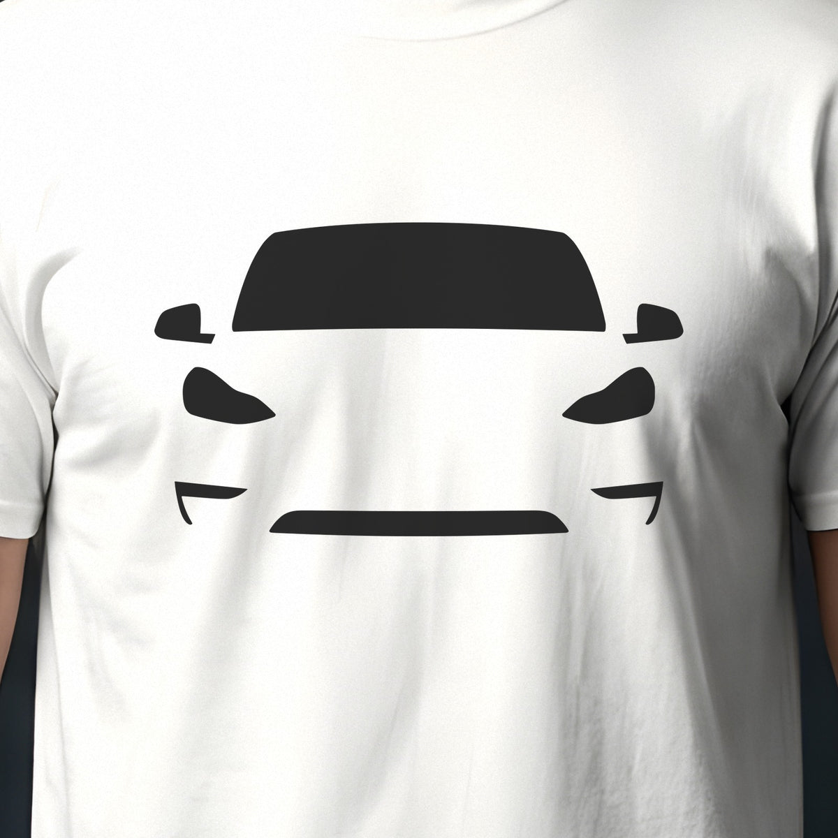 Tesla Model Y 2020-2024 front view silhouette print close-up