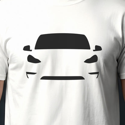 Tesla Model Y 2020-2024 front view silhouette print close-up