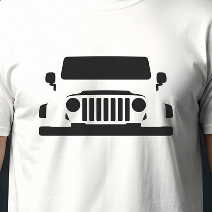 Jeep Wrangler TJ 1997-2006 front view silhouette print close-up
