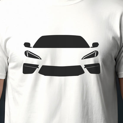 Chevrolet Corvette 2020-2026 front view silhouette print close-up