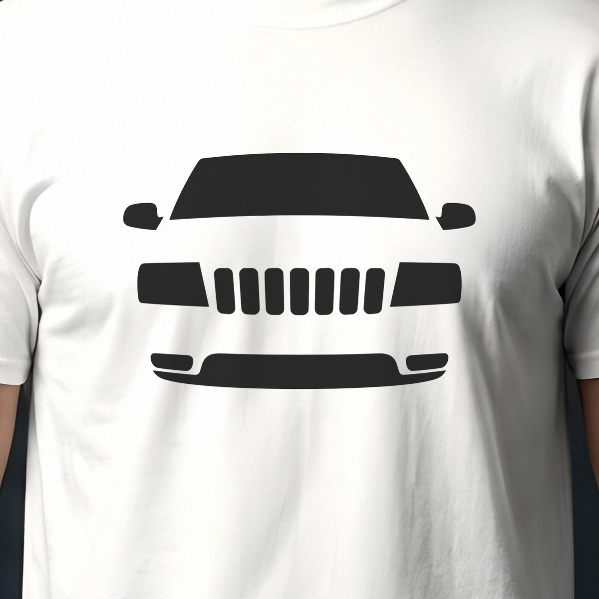 Jeep Grand Cherokee 1999-2004 front view silhouette print close-up