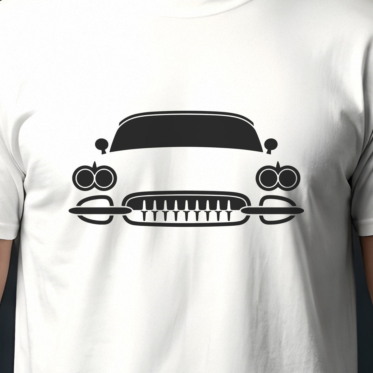 Chevrolet Corvette 1953-1962 front view silhouette print close-up