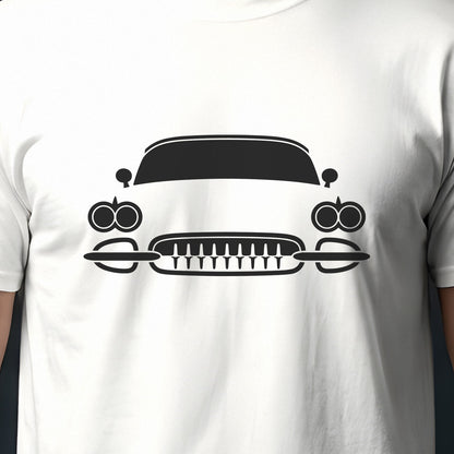 Chevrolet Corvette 1953-1962 front view silhouette print close-up