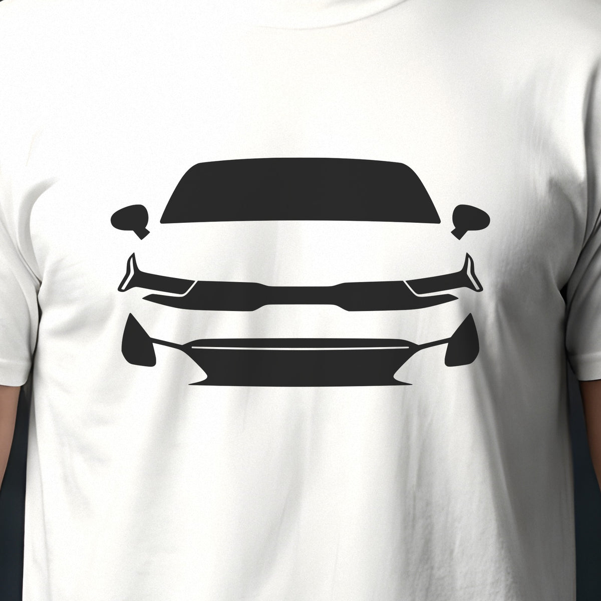 Kia K5 2021-2026 front view silhouette print close-up