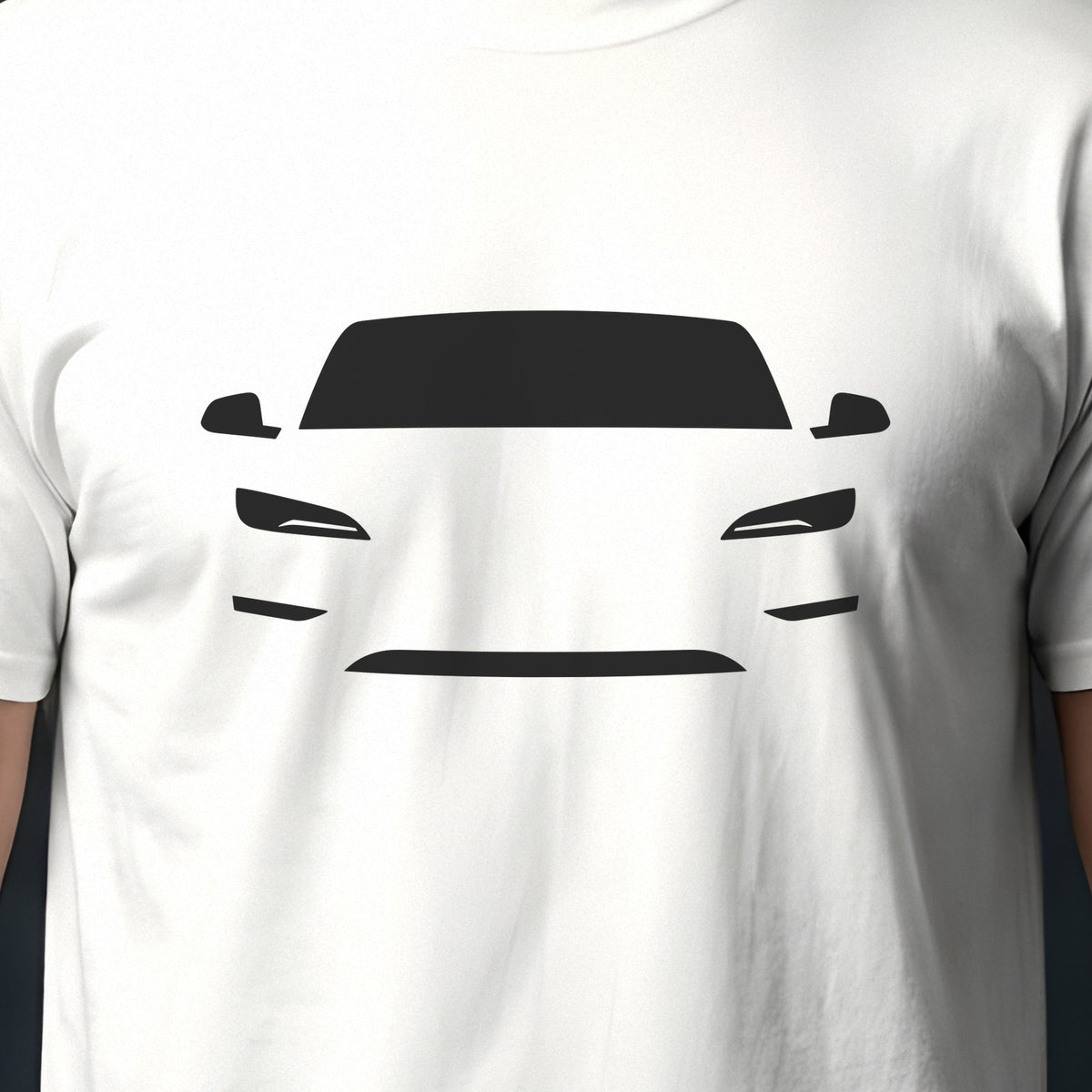 Tesla Model 3 2024-2026 front view silhouette print close-up