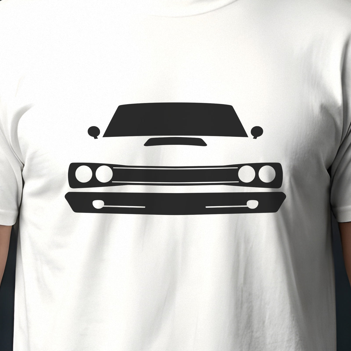 Dodge Super Bee 1968-1970 front view silhouette print close-up