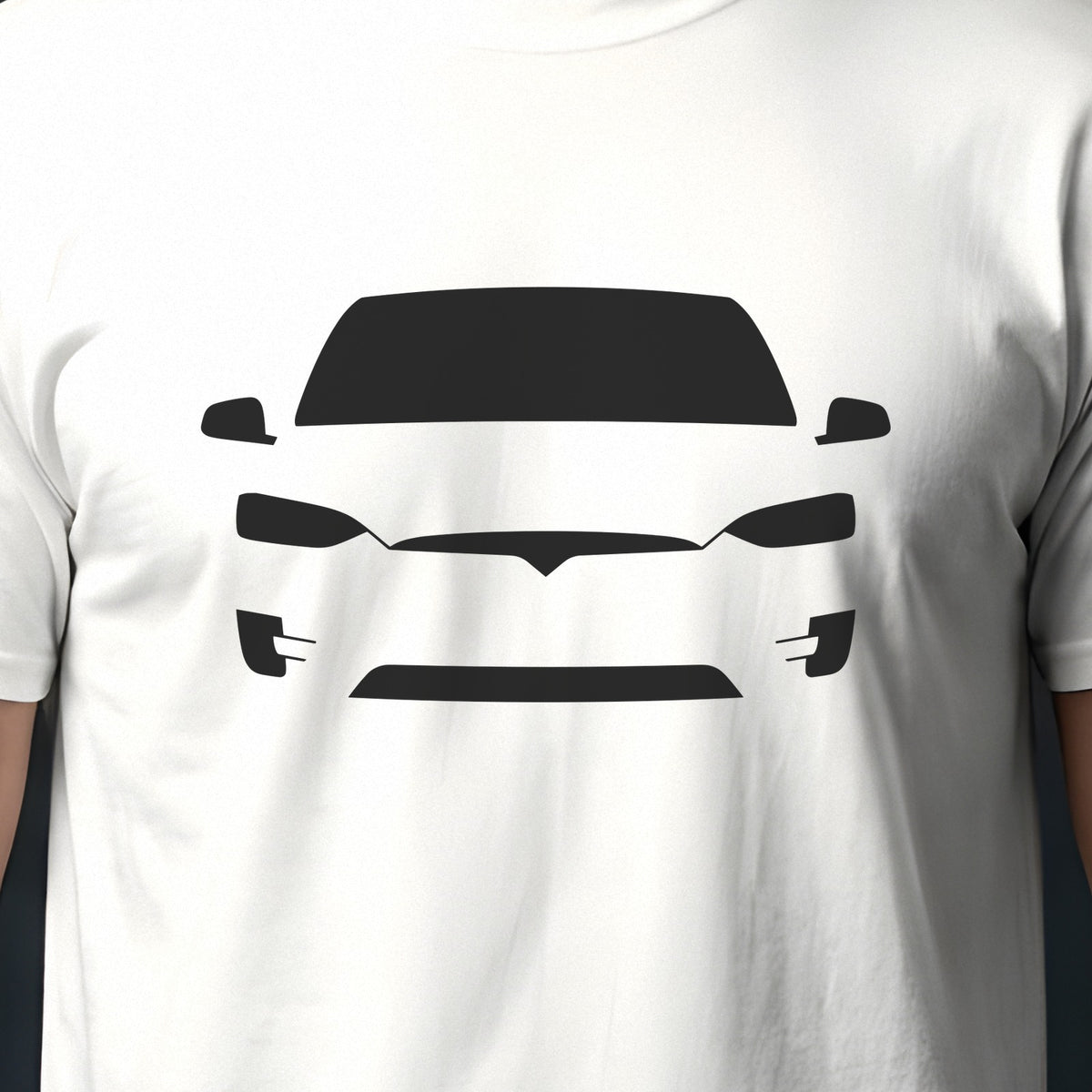 Tesla Model X 2016-2026 front view silhouette print close-up