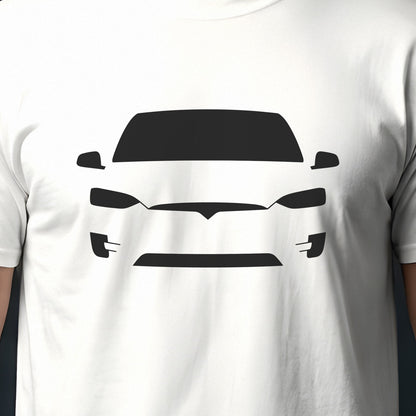 Tesla Model X 2016-2026 front view silhouette print close-up