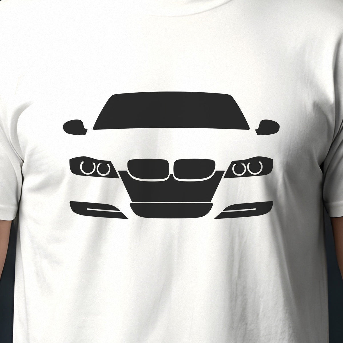 BMW 3 Series E90 2006-2011 front view silhouette print close-up