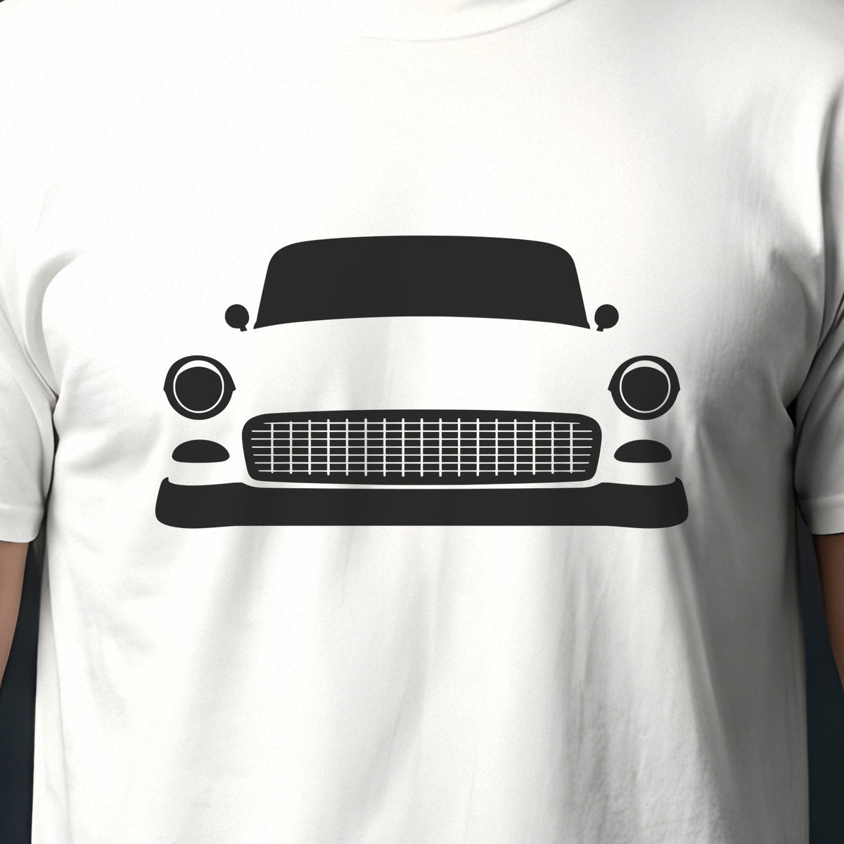 Chevrolet Bel Air 1955 front view silhouette print close-up