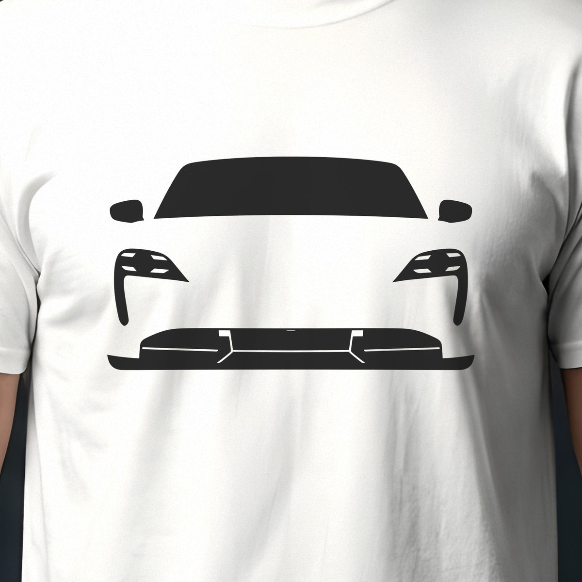 Porsche Taycan 2020-2026 front view silhouette print close-up