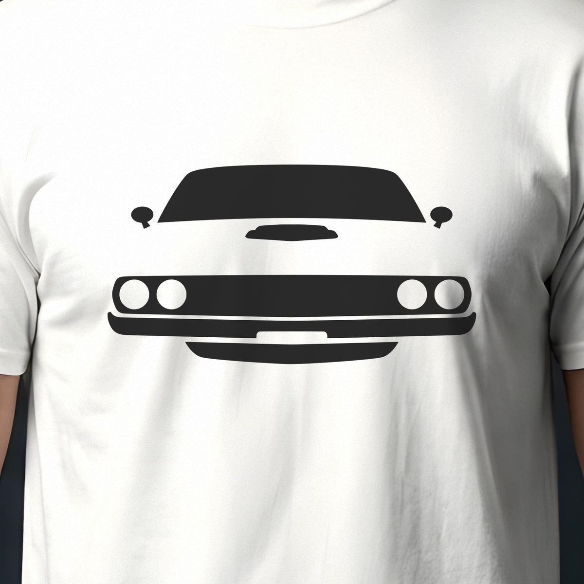 Plymouth Barracuda 1970-1974 front view silhouette print close-up